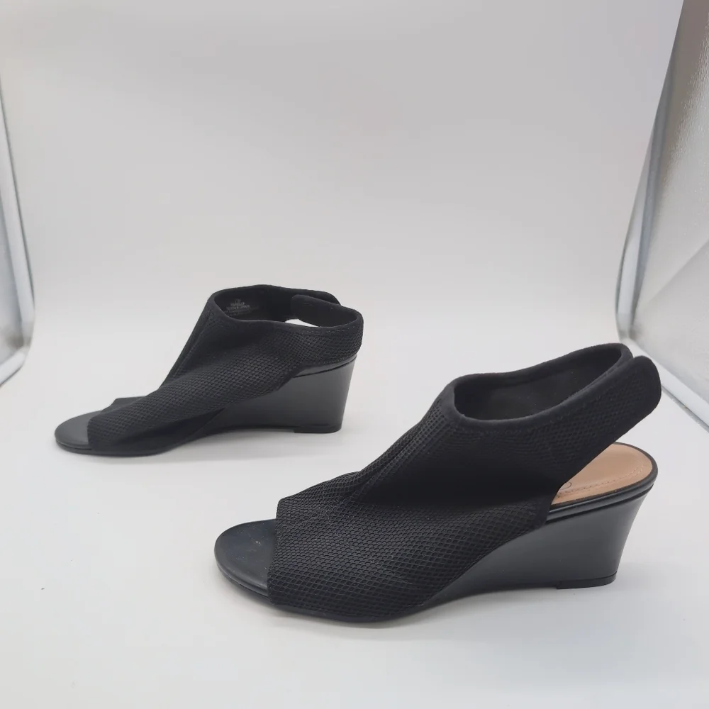 Impo Strech Elegant Black Wedge Sandals Murelle Sz 7